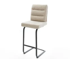 BarstuhlPela-Flex Webstoff Soft Beige Freischwinger Flach Metall Schwarz Sofort versandfertig