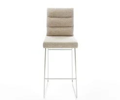 BarstuhlPela-Flex Webstoff Soft Beige Kufengestell Edelstahl Silberfarben Sofort versandfertig