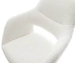 BarstuhlYago-Flex Bouclé Creme-Weiß Drehfuß höhenverstellbar Metall Weiß Taschenfederkern Sofort versandfertig