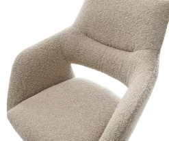 BarstuhlYago-Flex Bouclé Schlamm Freischwinger Flach Edelstahl Silberfarben Taschenfederkern Sofort versandfertig