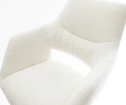 BarstuhlYago-Flex Bouclé Soft Beige Drehfuß höhenverstellbar Edelstahl Silberfarben Taschenfederkern Sofort versandfertig