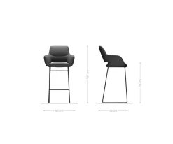 BarstuhlYago-Flex Bouclé Soft Beige Kufengestell Metall Schwarz Taschenfederkern Sofort versandfertig