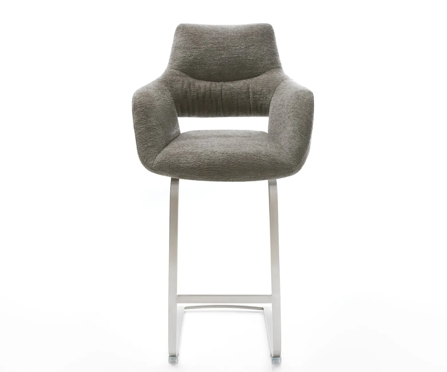 BarstuhlYago-Flex Bouclé Soft Schlamm Freischwinger Flach Edelstahl Silberfarben Taschenfederkern Sofort versandfertig