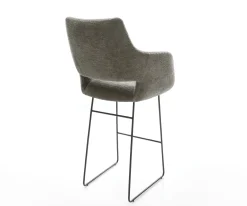 BarstuhlYago-Flex Bouclé Soft Schlamm Kufengestell Metall Schwarz Taschenfederkern Sofort versandfertig