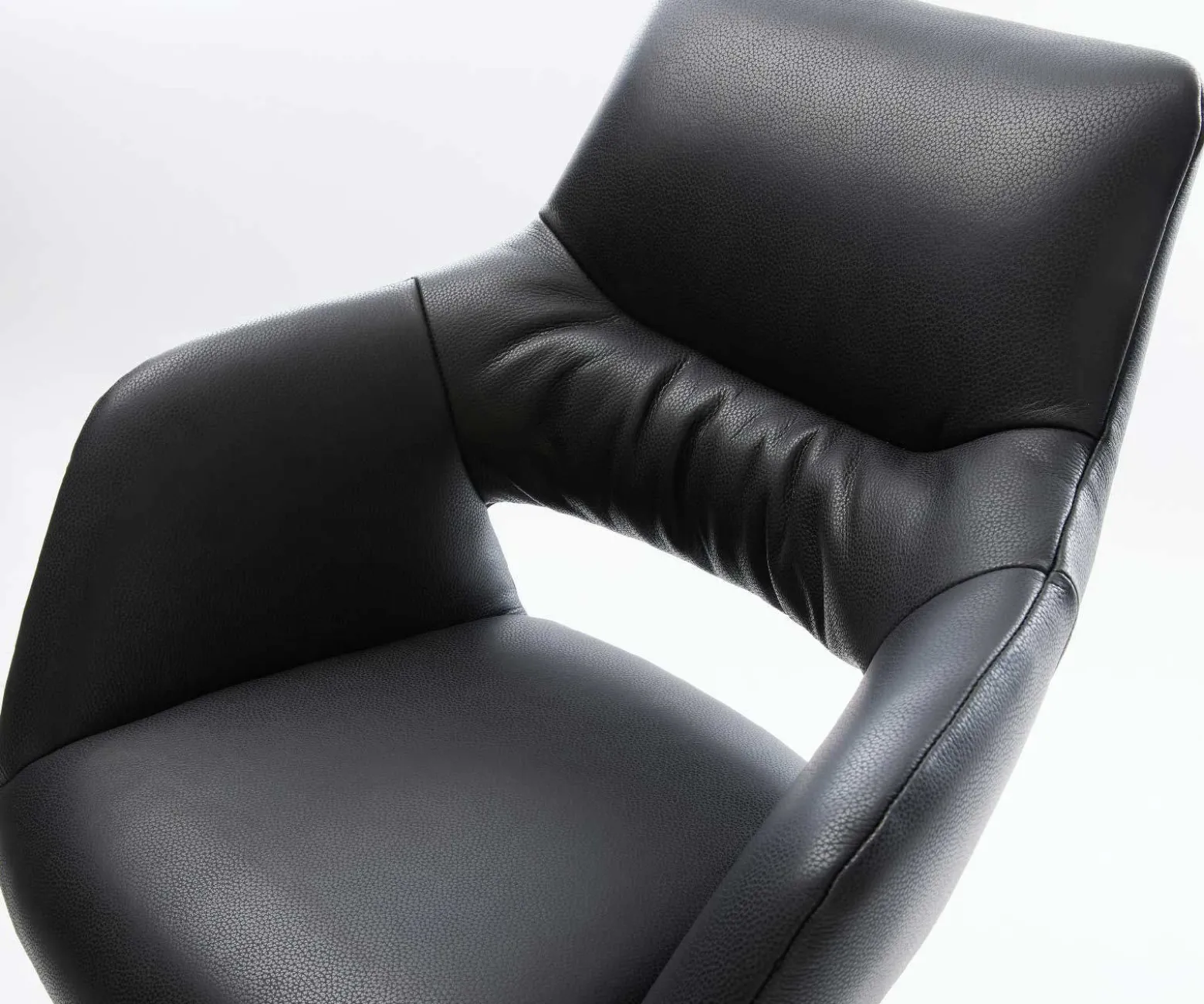 BarstuhlYago-Flex Echt-Leder Schwarz Freischwinger flach Metall Schwarz Taschenfederkern Sofort versandfertig