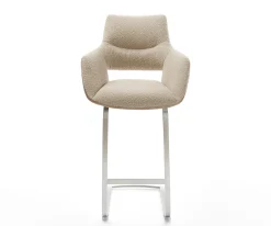 BarstuhlYago-Flex Materialmix Mikrofaser Schlamm / Bouclé Schlamm Freischwinger flach Edelstahl Taschenfederkern Sofort versandfertig