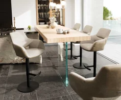 BarstuhlYago-Flex Materialmix Mikrofaser Schlamm / Bouclé Schlamm Drehfußhöhenverstellbar Metall Schwarz drehbar Taschenfederkern Sofort versandfertig