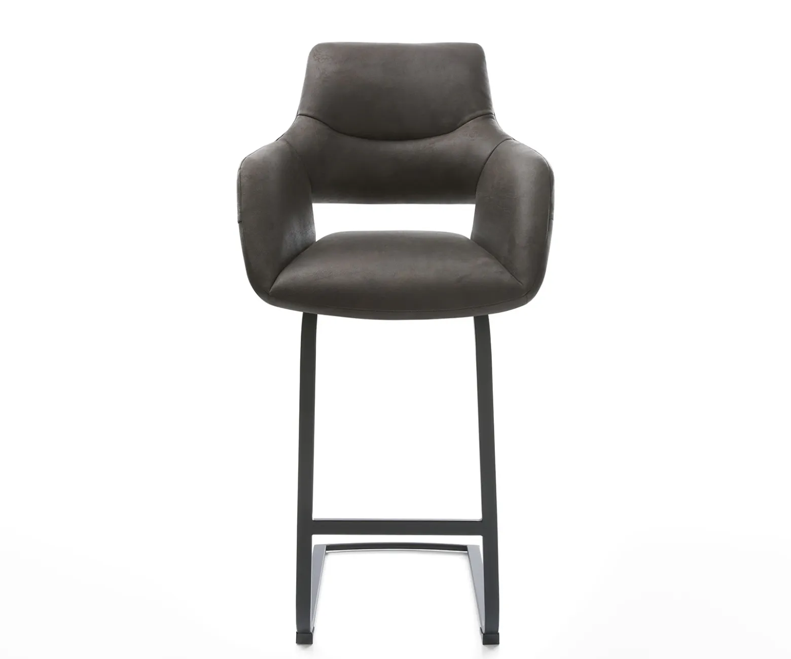 BarstuhlYago-Flex Mikrofaser Anthrazit Vintage Freischwinger flach Metall Schwarz Taschenfederkern Sofort versandfertig
