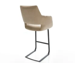 BarstuhlYago-Flex Mikrofaser Beige Vintage Freischwinger Flach Metall Schwarz Taschenfederkern Sofort versandfertig