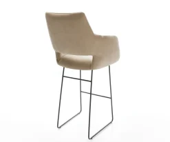BarstuhlYago-Flex Mikrofaser Beige Vintage Kufengestell Metall Schwarz Taschenfederkern Sofort versandfertig