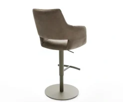 BarstuhlYago-Flex Mikrofaser Taupe Vintage Drehfuß höhenverstellbar Metall Titanfarben Taschenfederkern Sofort versandfertig