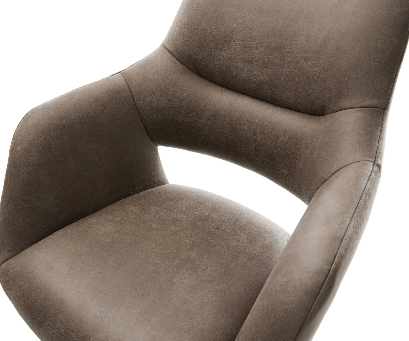 BarstuhlYago-Flex Mikrofaser Taupe Vintage Drehfuß höhenverstellbar Metall Weiß Taschenfederkern Sofort versandfertig