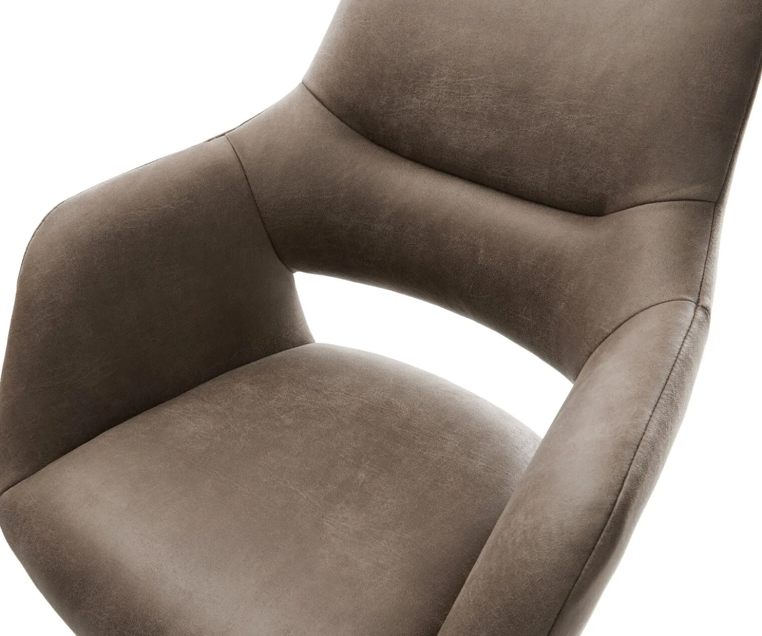 BarstuhlYago-Flex Mikrofaser Taupe Vintage Drehfuß höhenverstellbar Edelstahl Silberfarben Taschenfederkern Sofort versandfertig