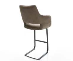 BarstuhlYago-Flex Mikrofaser Taupe Vintage Freischwinger Flach Metall Schwarz Taschenfederkern Sofort versandfertig