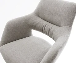 BarstuhlYago-Flex Strukturstoff Soft Grau Freischwinger Flach Edelstahl Silberfarben Taschenfederkern Sofort versandfertig