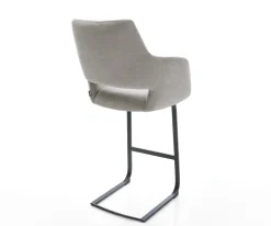 BarstuhlYago-Flex Strukturstoff Soft Grau Freischwinger Flach Metall Schwarz Taschenfederkern Sofort versandfertig