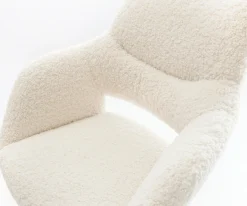 BarstuhlYago-Flex Teddystoff Beige Drehfuß höhenverstellbar Edelstahl Silberfarben Taschenfederkern Sofort versandfertig