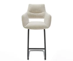 BarstuhlYago-Flex Webstoff Soft Beige Freischwinger Flach Metall Schwarz Taschenfederkern Sofort versandfertig