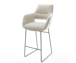 BarstuhlYago-Flex Webstoff Soft Beige Kufengestell Metall Schwarz Taschenfederkern Sofort versandfertig