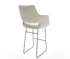 BarstuhlYago-Flex Webstoff Soft Beige Kufengestell Metall Schwarz Taschenfederkern Sofort versandfertig
