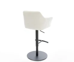 BarstuhlYulo-Flex Bouclé Soft Beige Drehfuß höhenverstellbar Metall Schwarz Sofort versandfertig