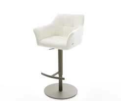 BarstuhlYulo-Flex Bouclé Soft Beige Drehfuß höhenverstellbar Metall Titanfarben Sofort versandfertig
