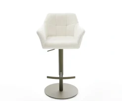 BarstuhlYulo-Flex Bouclé Soft Beige Drehfuß höhenverstellbar Metall Titanfarben Sofort versandfertig