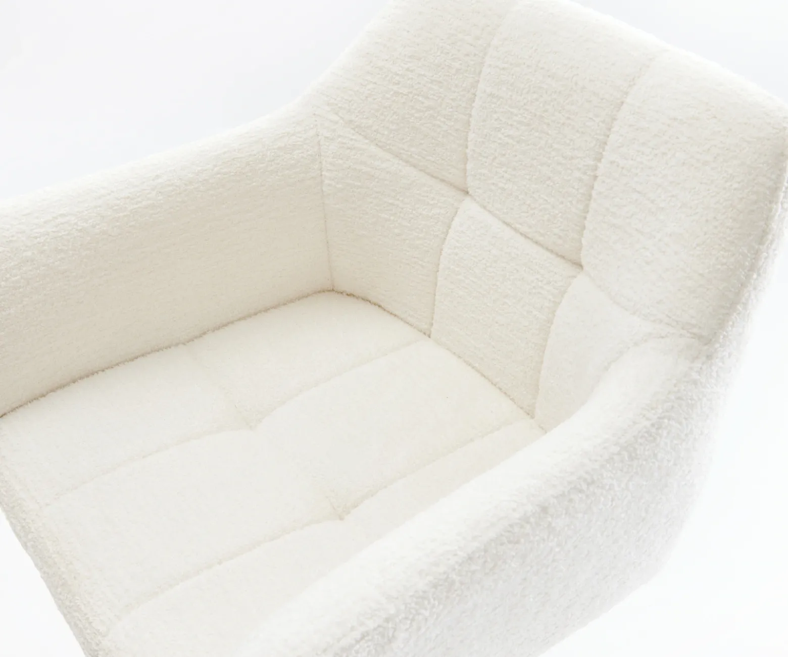BarstuhlYulo-Flex Bouclé Soft Beige Freischwinger Flach Metall Schwarz Sofort versandfertig