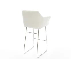 BarstuhlYulo-Flex Bouclé Soft Beige Kufengestell Edelstahl Silberfarben Sofort versandfertig