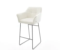 BarstuhlYulo-Flex Bouclé Soft Beige Kufengestell Metall Schwarz Sofort versandfertig