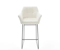 BarstuhlYulo-Flex Bouclé Soft Beige Kufengestell Metall Schwarz Sofort versandfertig