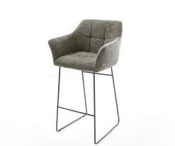 BarstuhlYulo-Flex Bouclé Soft Schlamm Kufengestell Metall Schwarz Sofort versandfertig