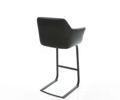 BarstuhlYulo-Flex Echt-Leder Schwarz Freischwinger flach Metall Sofort versandfertig