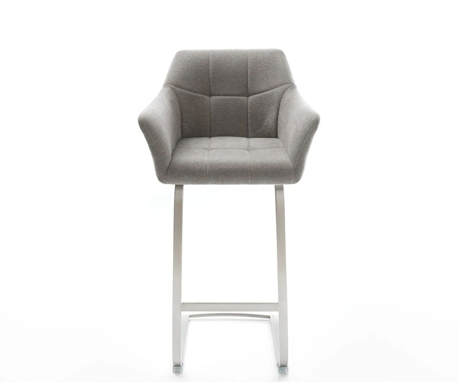 BarstuhlYulo-Flex Strukturstoff Soft Grau Freischwinger Flach Edelstahl Silberfarben Sofort versandfertig