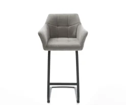 BarstuhlYulo-Flex Strukturstoff Soft Grau Freischwinger Flach Metall Schwarz Sofort versandfertig