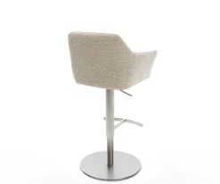 BarstuhlYulo-Flex Webstoff Soft Beige Drehfuß höhenverstellbar Edelstahl Silberfarben Sofort versandfertig