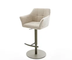 BarstuhlYulo-Flex Webstoff Soft Beige Drehfuß höhenverstellbar Metall Titanfarben Sofort versandfertig