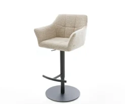 BarstuhlYulo-Flex Webstoff Soft Beige Drehfuß höhenverstellbar Metall Schwarz Sofort versandfertig