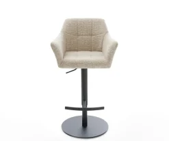 BarstuhlYulo-Flex Webstoff Soft Beige Drehfuß höhenverstellbar Metall Schwarz Sofort versandfertig
