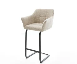 BarstuhlYulo-Flex Webstoff Soft Beige Freischwinger Flach Metall Schwarz Sofort versandfertig