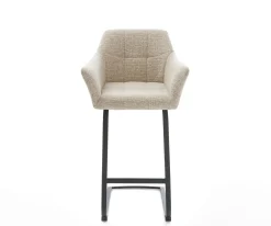 BarstuhlYulo-Flex Webstoff Soft Beige Freischwinger Flach Metall Schwarz Sofort versandfertig