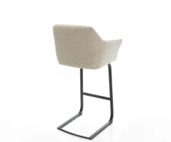 BarstuhlYulo-Flex Webstoff Soft Beige Freischwinger Flach Metall Schwarz Sofort versandfertig
