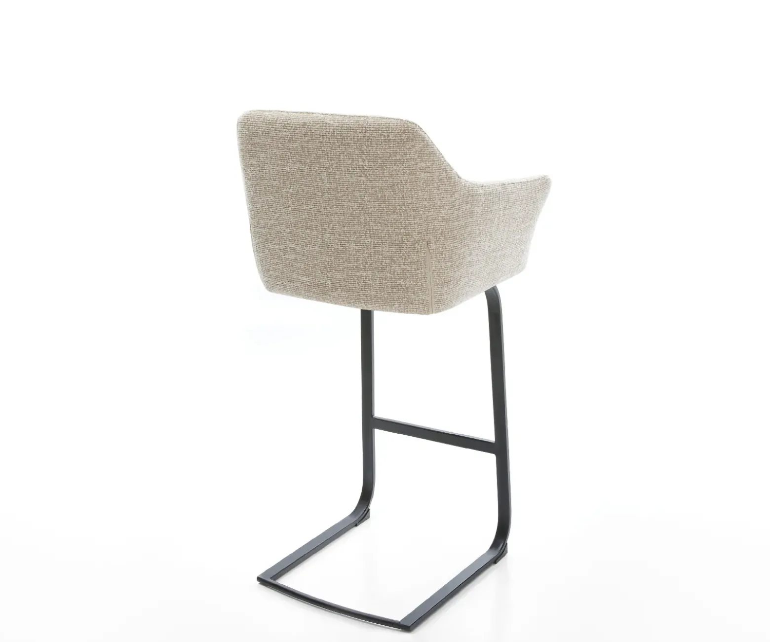 BarstuhlYulo-Flex Webstoff Soft Beige Freischwinger Flach Metall Schwarz Sofort versandfertig