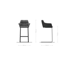 BarstuhlYulo-Flex Webstoff Soft Beige Freischwinger Flach Metall Schwarz Sofort versandfertig