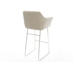 BarstuhlYulo-Flex Webstoff Soft Beige Kufengestell Edelstahl Silberfarben Sofort versandfertig