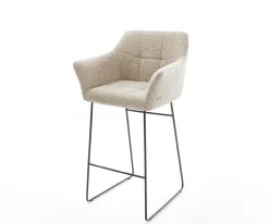 BarstuhlYulo-Flex Webstoff Soft Beige Kufengestell Metall Schwarz Sofort versandfertig