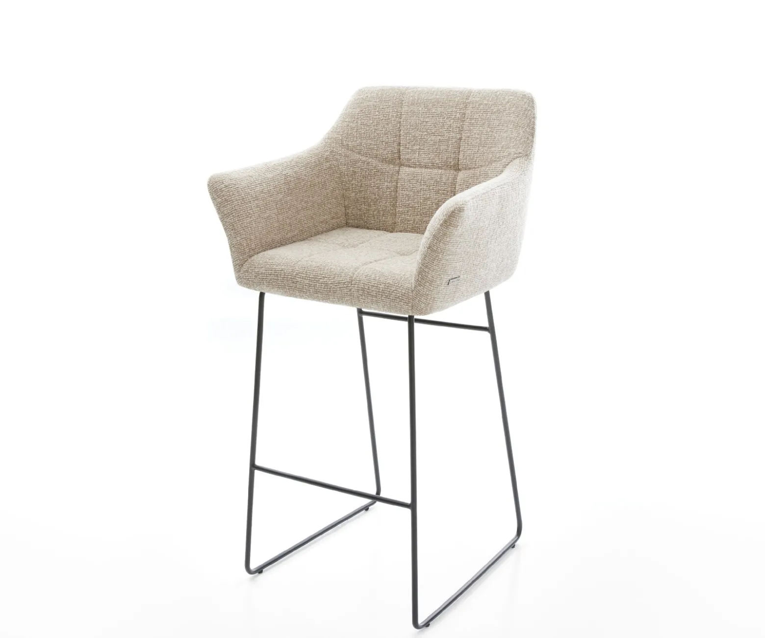 BarstuhlYulo-Flex Webstoff Soft Beige Kufengestell Metall Schwarz Sofort versandfertig