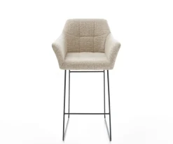 BarstuhlYulo-Flex Webstoff Soft Beige Kufengestell Metall Schwarz Sofort versandfertig