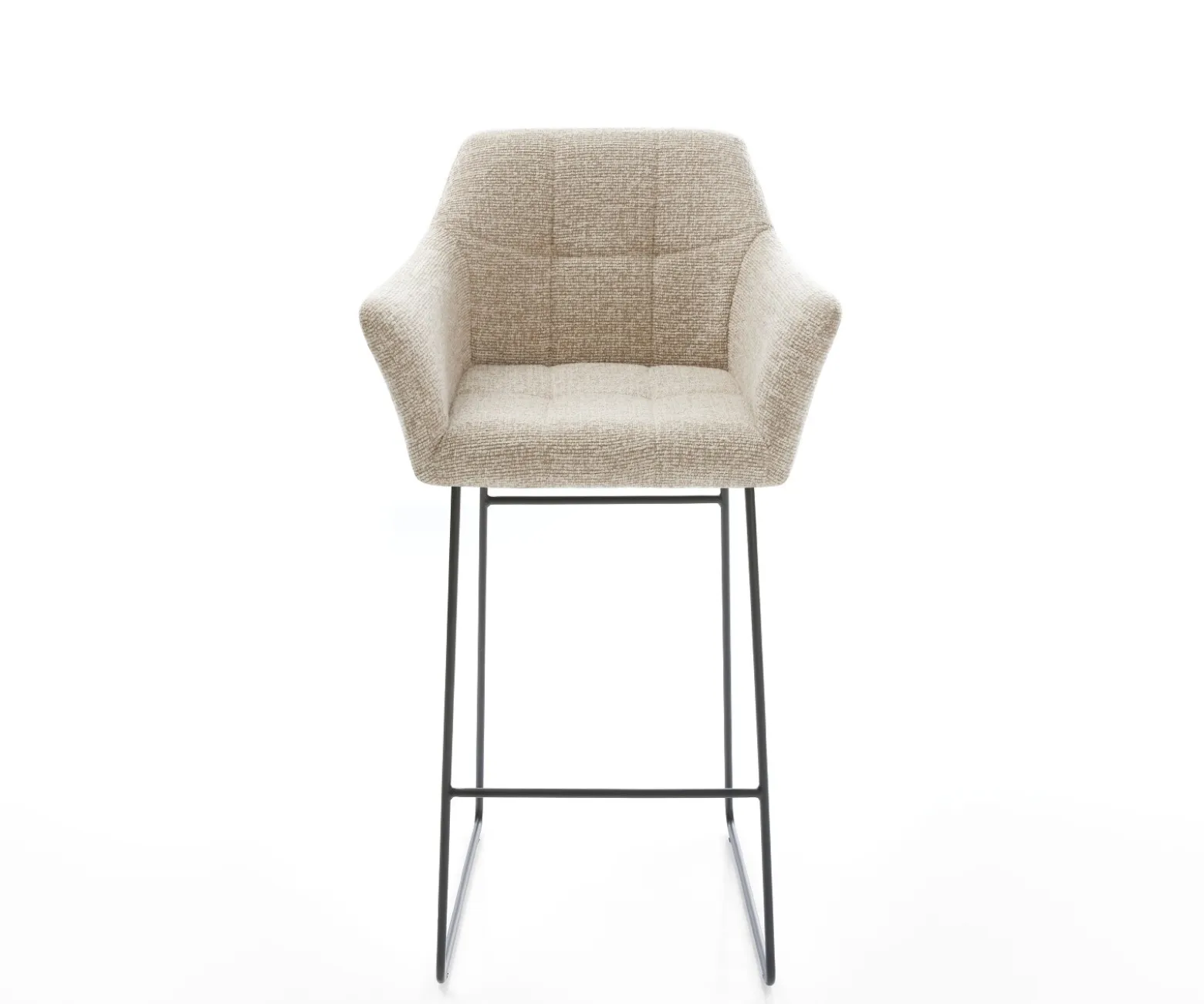 BarstuhlYulo-Flex Webstoff Soft Beige Kufengestell Metall Schwarz Sofort versandfertig