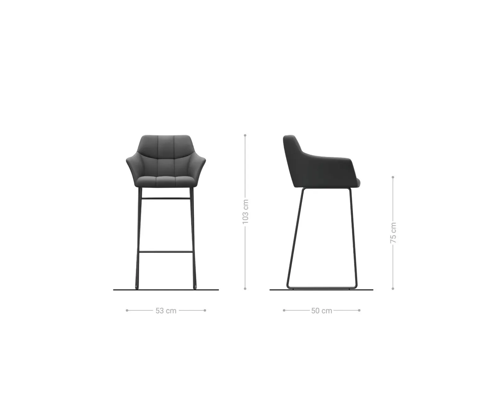 BarstuhlYulo-Flex Webstoff Soft Beige Kufengestell Metall Schwarz Sofort versandfertig